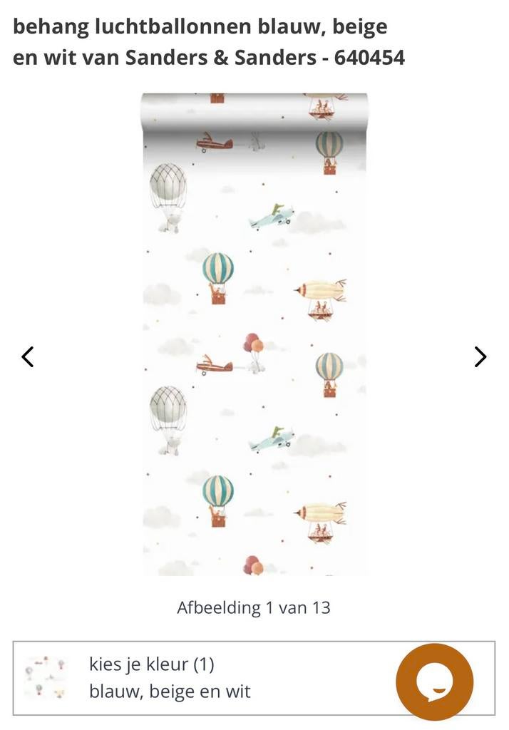 1 nieuwe rol behang 10m 53cm Sanders babykamer kinderkamer, Ophalen, 10 tot 25 m²