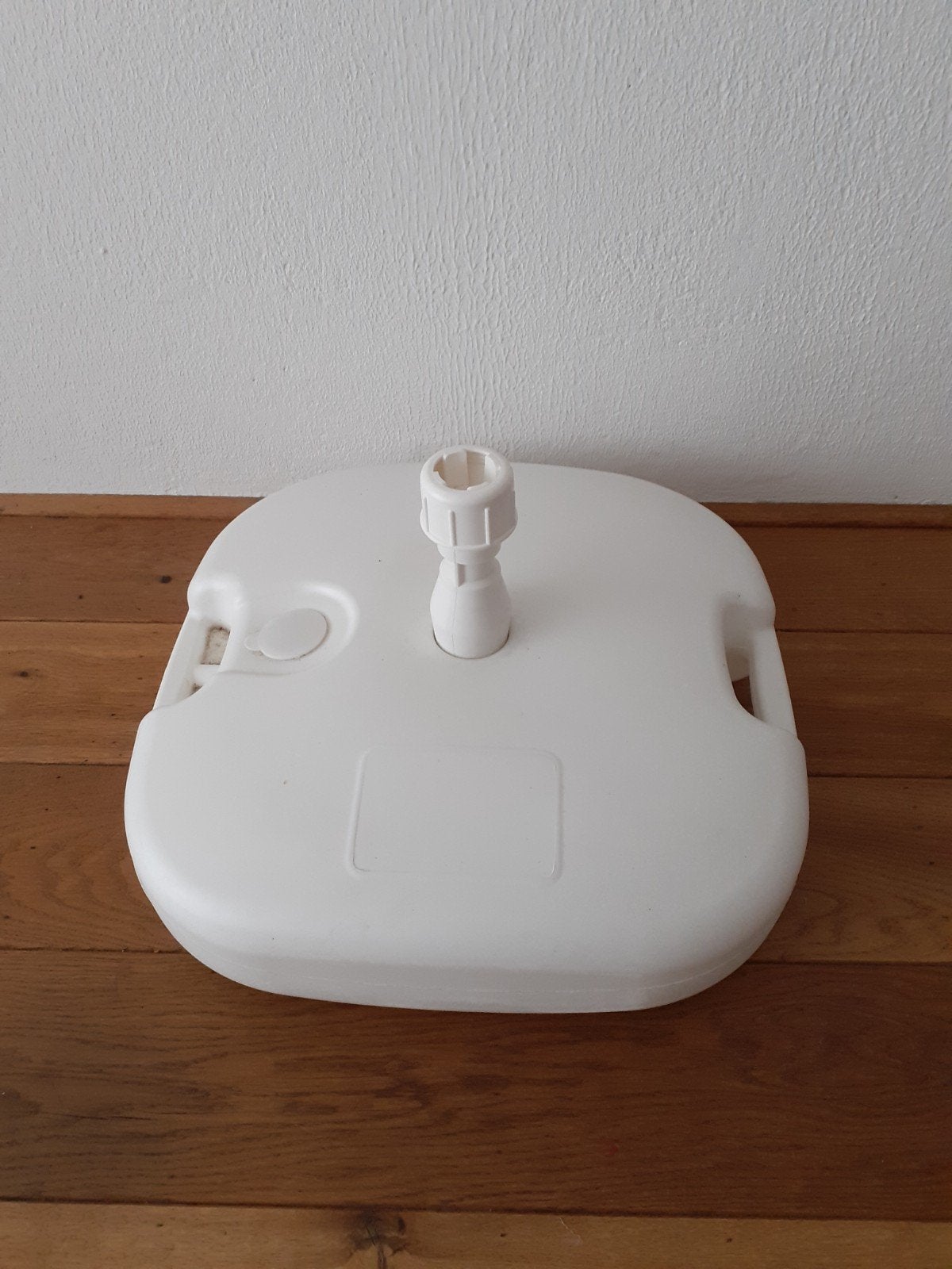Witte parasolvoet, vulbaar met water of zand, Tuin en Terras, Ophalen of Verzenden, Zo goed als nieuw, Minder dan 1 meter, Parasolvoet