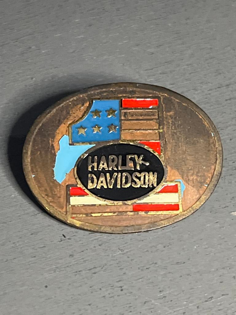 Vintage Harley-Davidson Badge - Amerikaans Vlag Design, Gebruikt, Overige typen, Ophalen of Verzenden, Nvt