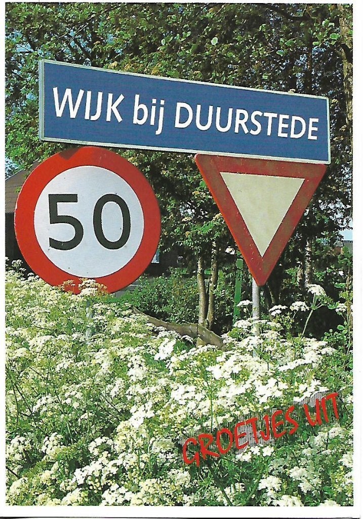 Wijk bij Duurtstede- -Plaatsnaambord. (ansichtkaart)., Verzenden, 1980 tot heden, Gelopen, Utrecht