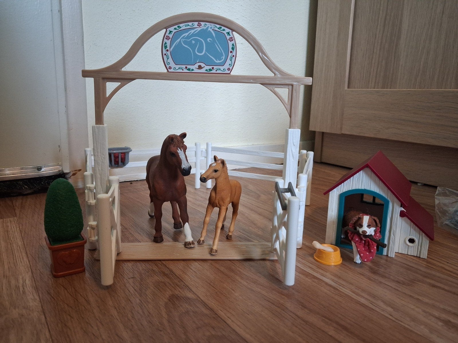 Schleich set moeder en veulen 42458, Ophalen, Gebruikt