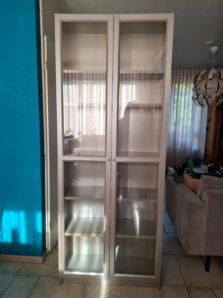 Ikea Billy vitrine kast grijs, Ophalen, 200 cm of meer, 50 tot 100 cm, Ikea Billy grijs