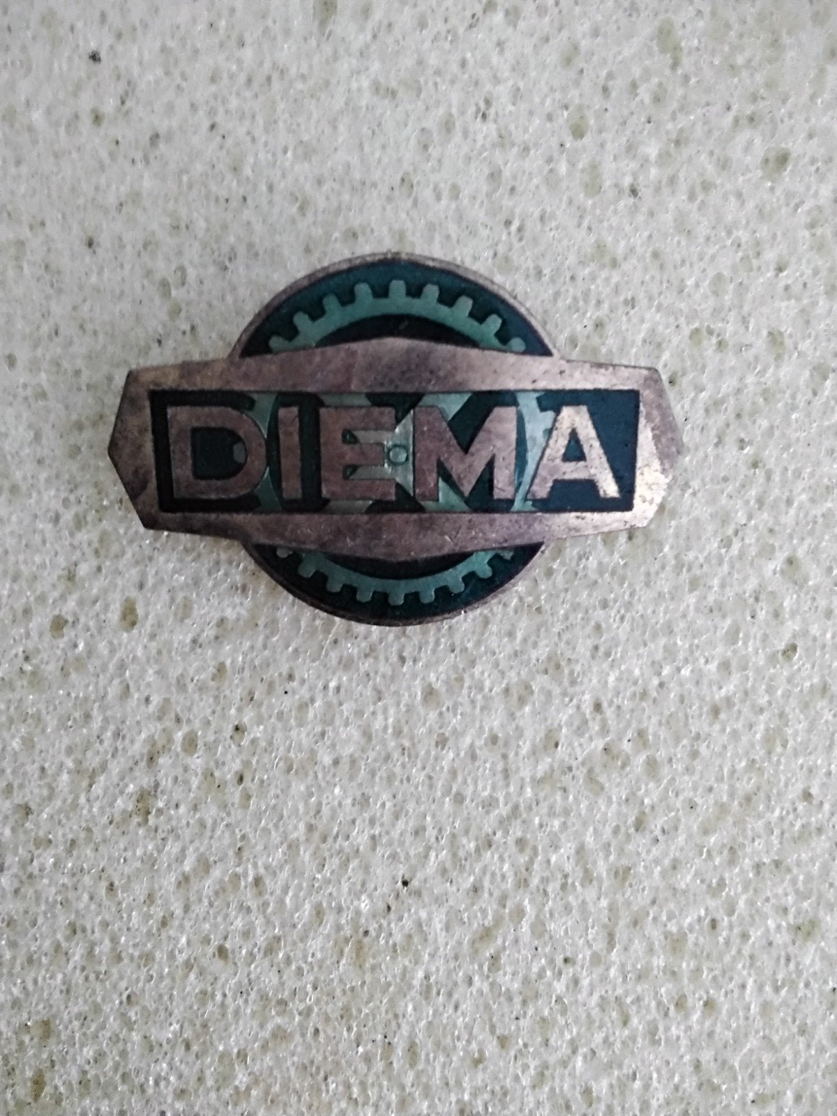Oude Emaille Diema broche, Ophalen of Verzenden, Transport