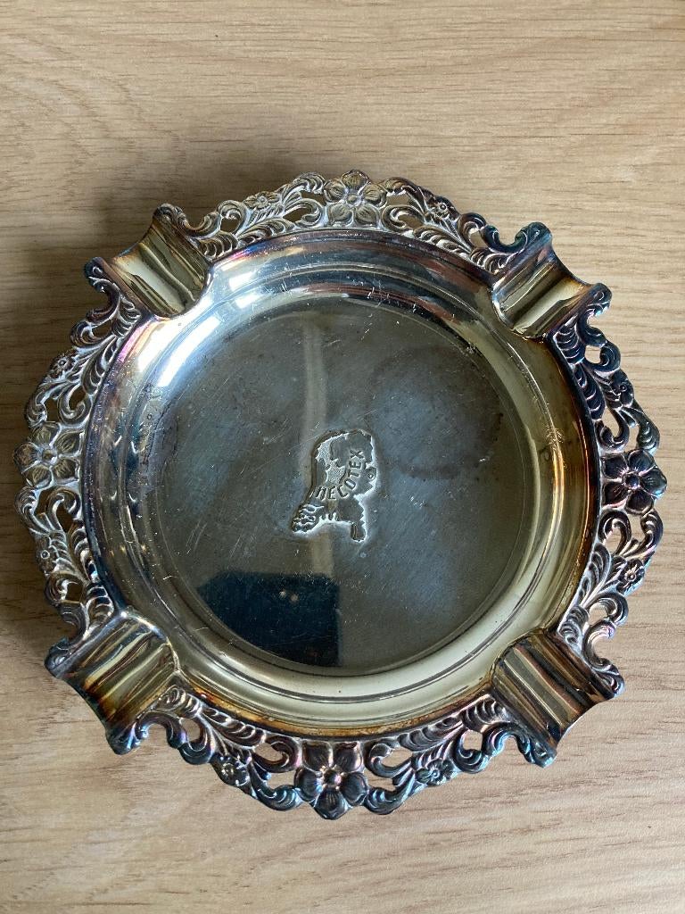Verzilverde asbak - Hecotex, Antiek en Kunst, Ophalen of Verzenden