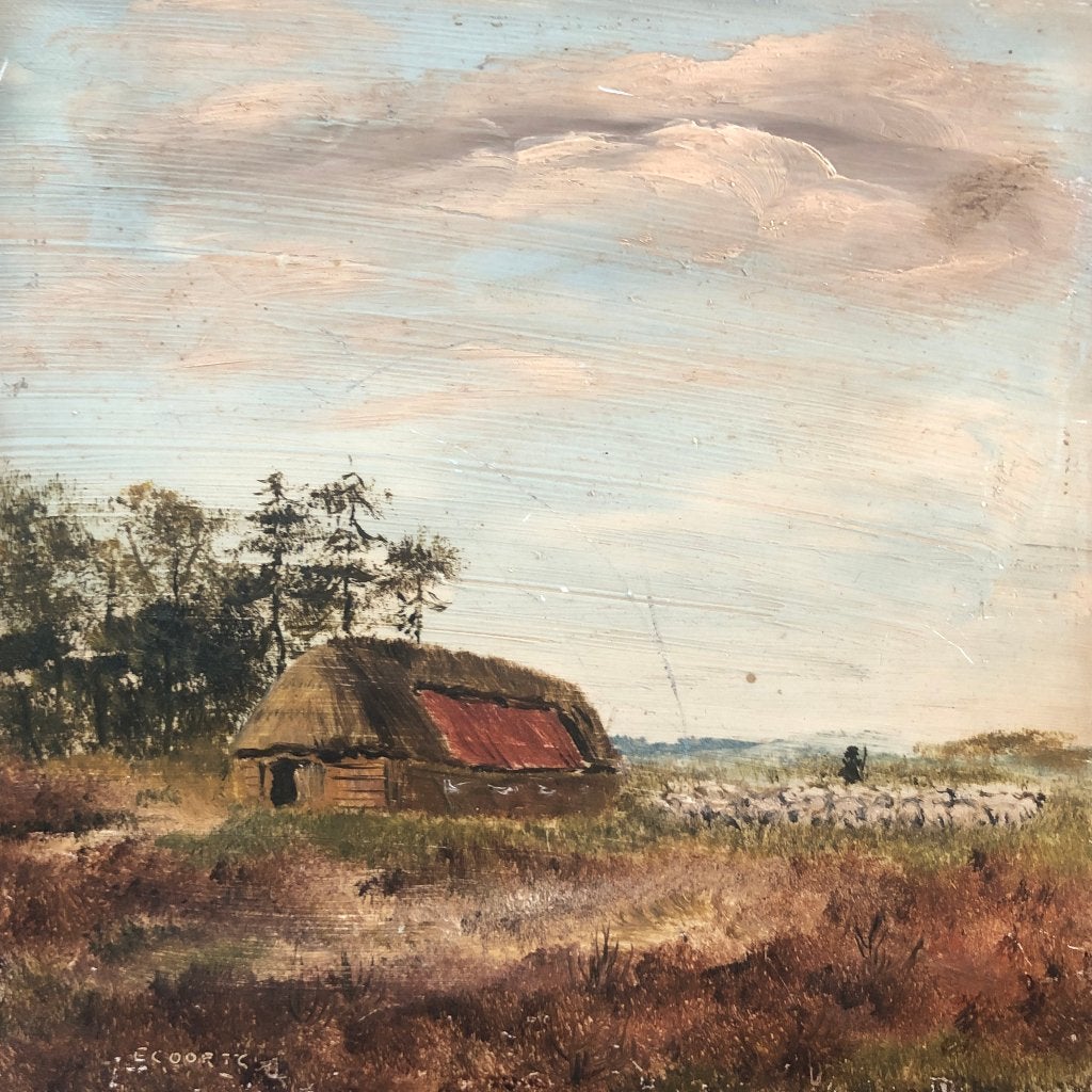Frits C. Oortgijs (1909~2000) Schilderij 'Heidelandschap met, Ophalen of Verzenden