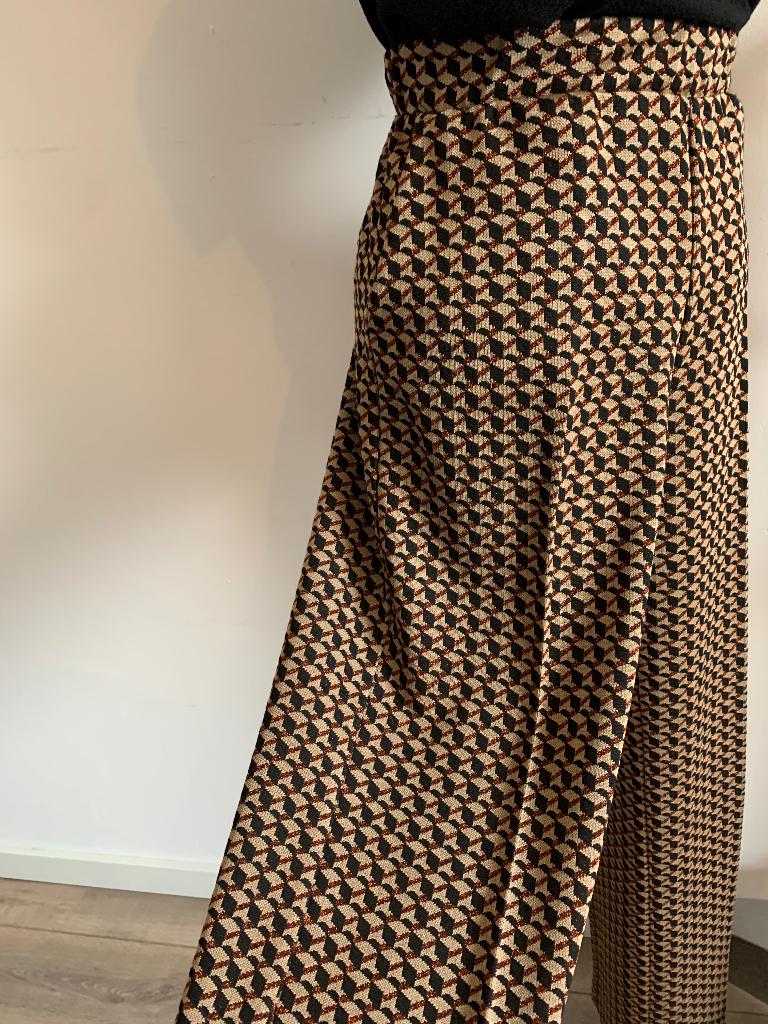 Corel lange pantalon broek ruit zwart beige bruin 40/L, Bruin, Verzenden, Zo goed als nieuw, Lang