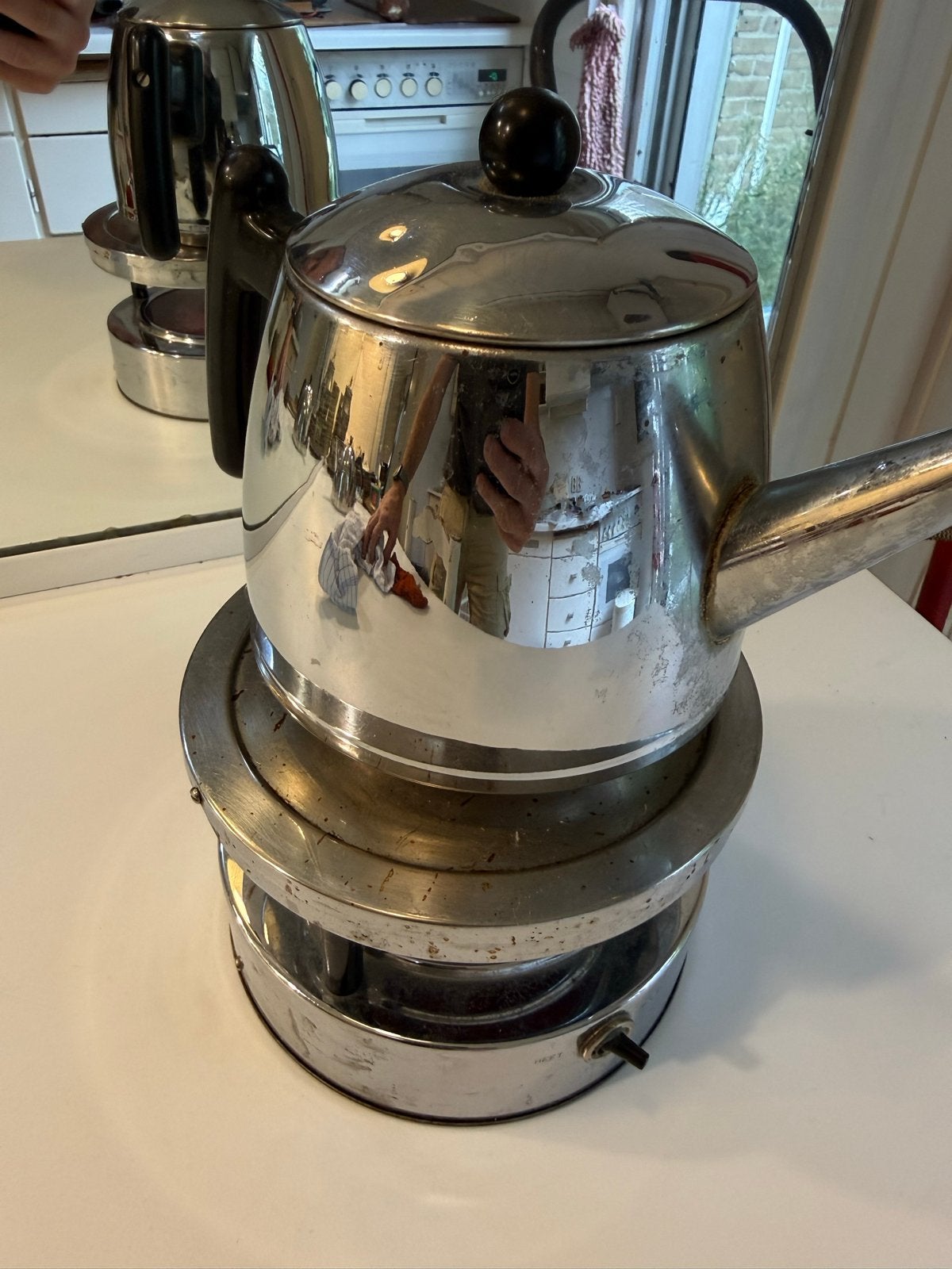 Vintage theepot met elektrische warmhouder jaren 60, Ophalen of Verzenden