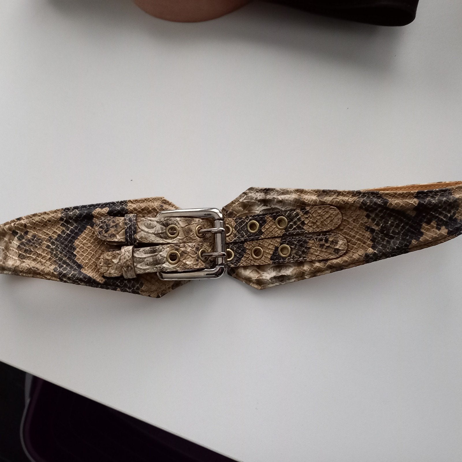 nieuwe slangen print riem 80/90 koopje nu, Kleding | Dames, Riemen en Ceinturen, Echt leder, Nieuw, Ophalen of Verzenden, Overige kleuren