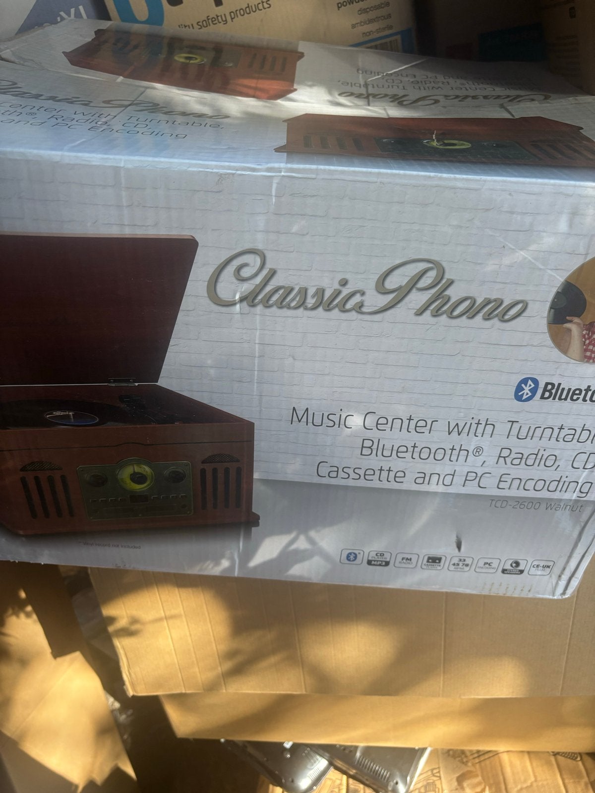 Classic Phono Walnut Platenspeler met Bluetooth, Audio, Tv en Foto, Overige merken, Den, Den, Nieuw