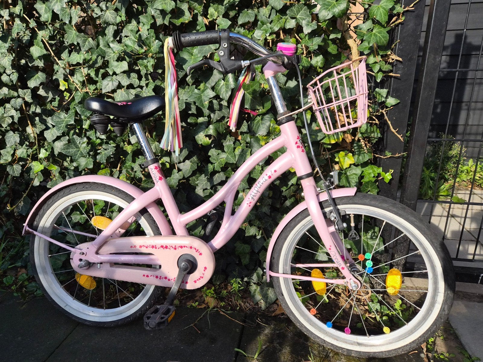 Alpina kinderfiets 18 inch - Roze met mandje, Ophalen, Terugtraprem, Alpina, 16 tot 20 inch