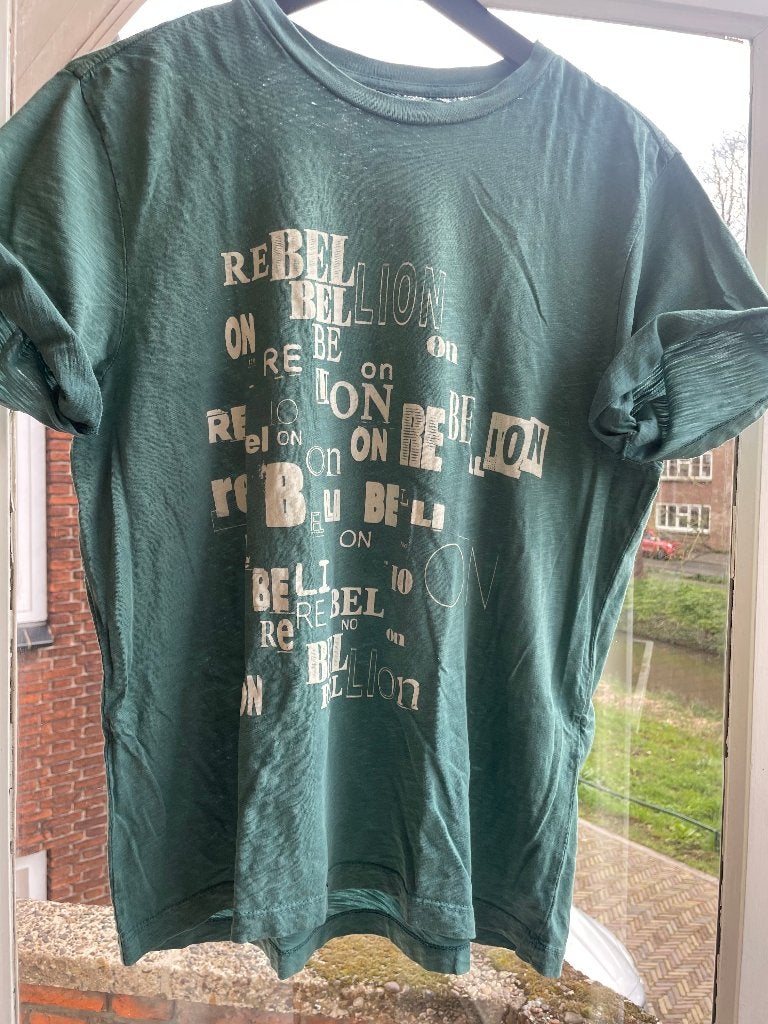 Isabel Marant Etoile groen T-shirt Rebellion mt M katoen, Maat 38/40 (M), Verzenden, Korte mouw, Isabel Marant Etoile