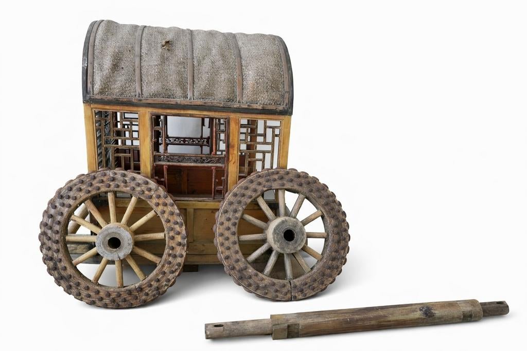 Antieke Chinese draagstoel / Palanquin ca. 1900 met wielen, Antiek en Kunst, Ophalen of Verzenden
