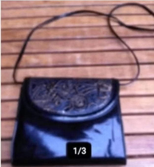 Sjeik dames schoudertasje lak leer zwart H18cm Br20cm, Ophalen of Verzenden, Zo goed als nieuw, Zwart, Schoudertasje
