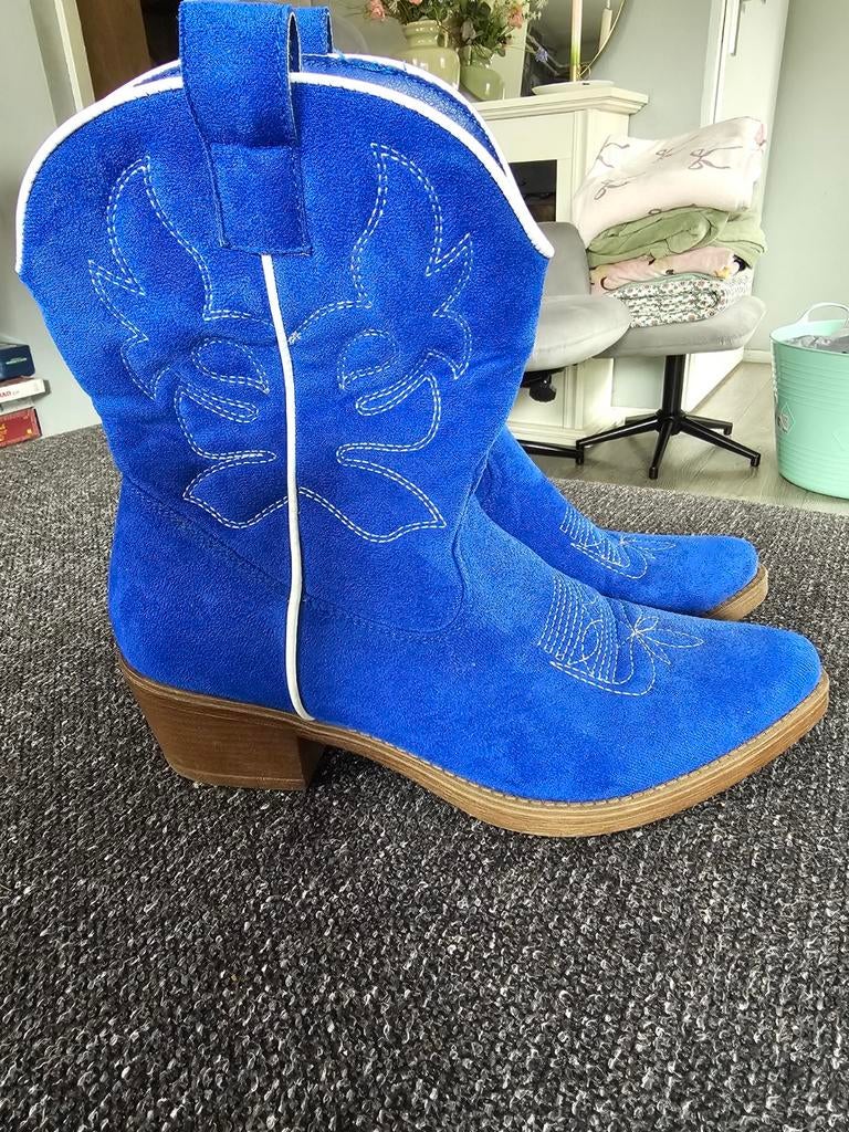 Te gekke blauwe suedine laarzen mt 39, Kleding | Dames, Schoenen, Ophalen of Verzenden, Gedragen, Blauw, Lage of Enkellaarzen