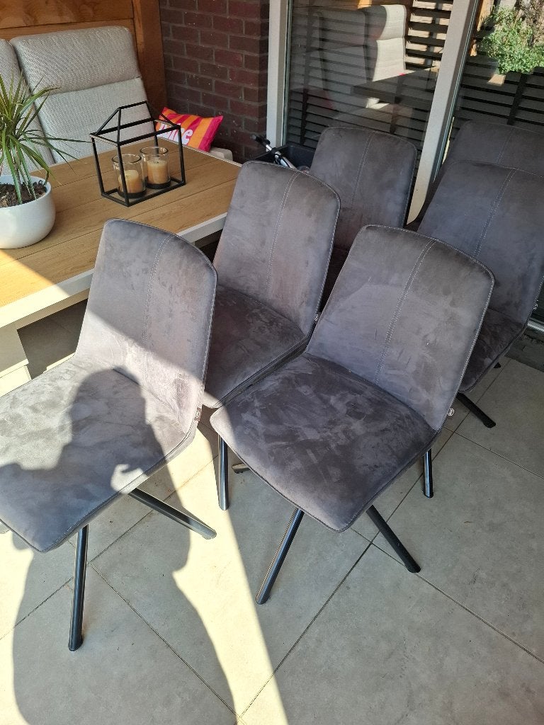 Eetkamerstoelen, Huis en Inrichting, Stoelen, Ophalen, Gebruikt, Grijs, Vijf, Zes of meer stoelen