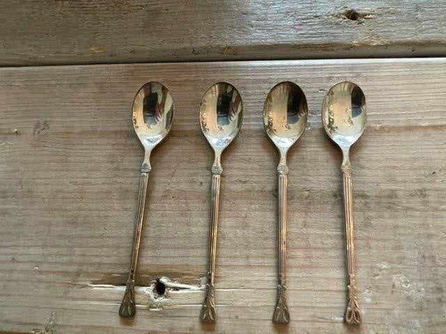 4 x Oud lepeltjes verzilverd. Sola 100. Vintage theelepeltje, Ophalen