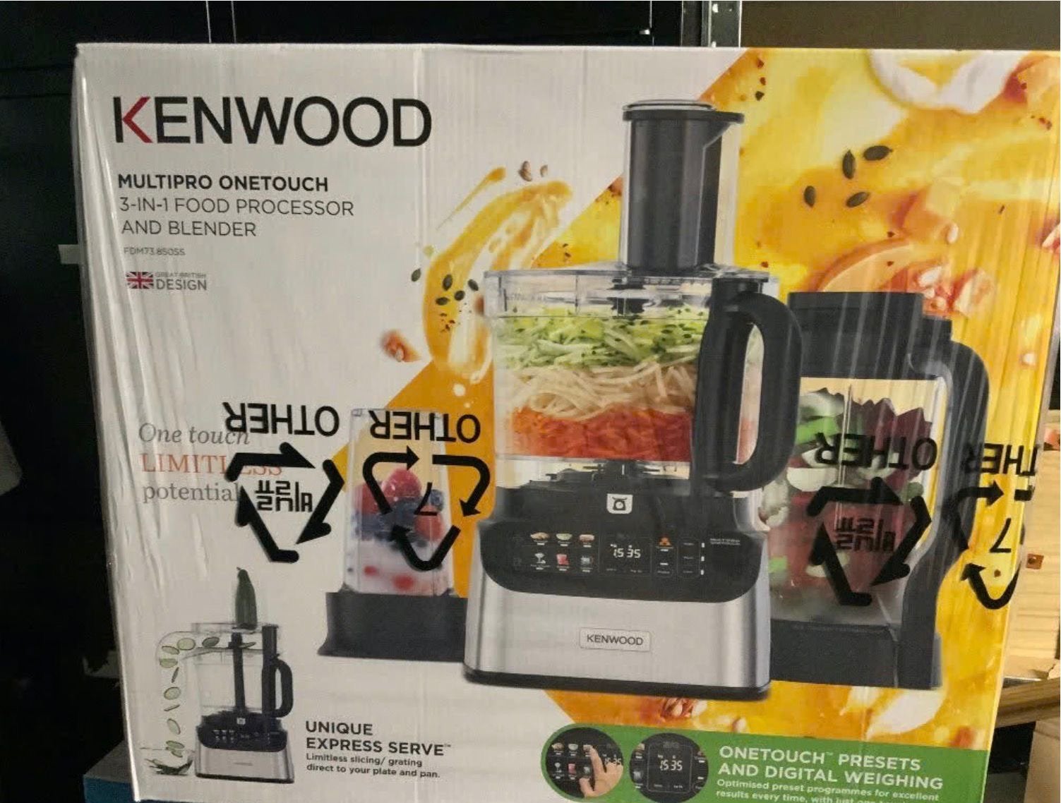 Kenwood MultiPro OneTouch FDM73.850SS Foodprocessor, Witgoed en Apparatuur, Keukenmixers, Ophalen, Nieuw, 3 snelheden of meer