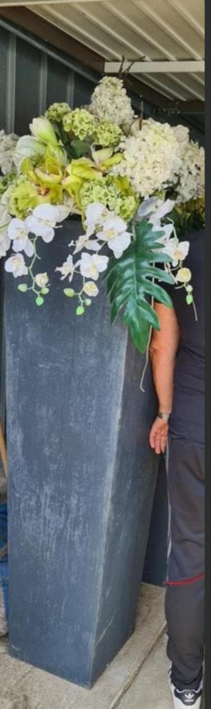 Bloempot XXL incl kunstbloemen 2x, Ophalen of Verzenden, Rond, Kunststof