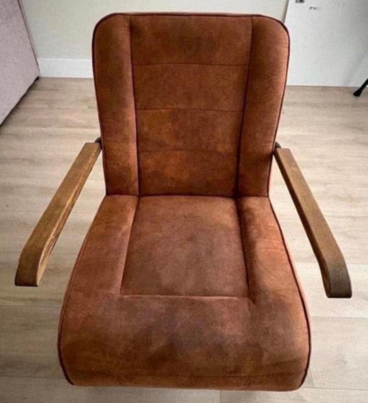 Fateuil cognac, Ophalen, Zo goed als nieuw, 75 tot 100 cm, Stof
