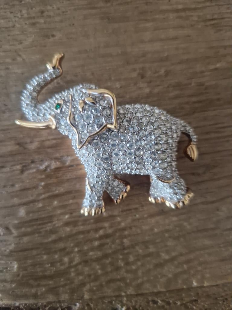 Swarovski Jeweler's collection Olifant Broche, Met kristal, Overige materialen, 4 tot 7 cm, Ophalen of Verzenden