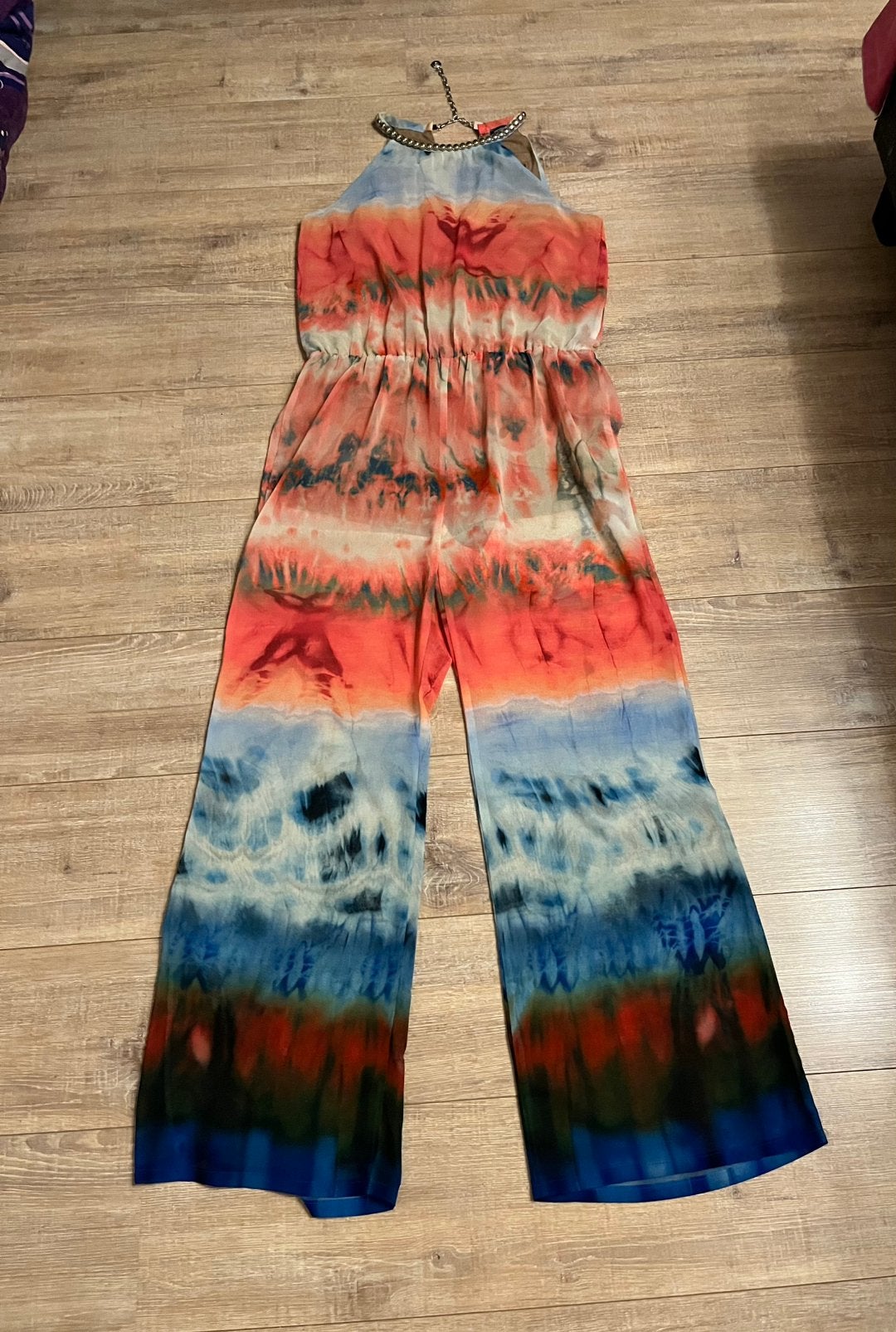 Caroline Biss 42 jumpsuit voile blauw Wijde pijpen Ibiza, Blauw, Maat 42/44 (L), Ophalen of Verzenden, Zo goed als nieuw