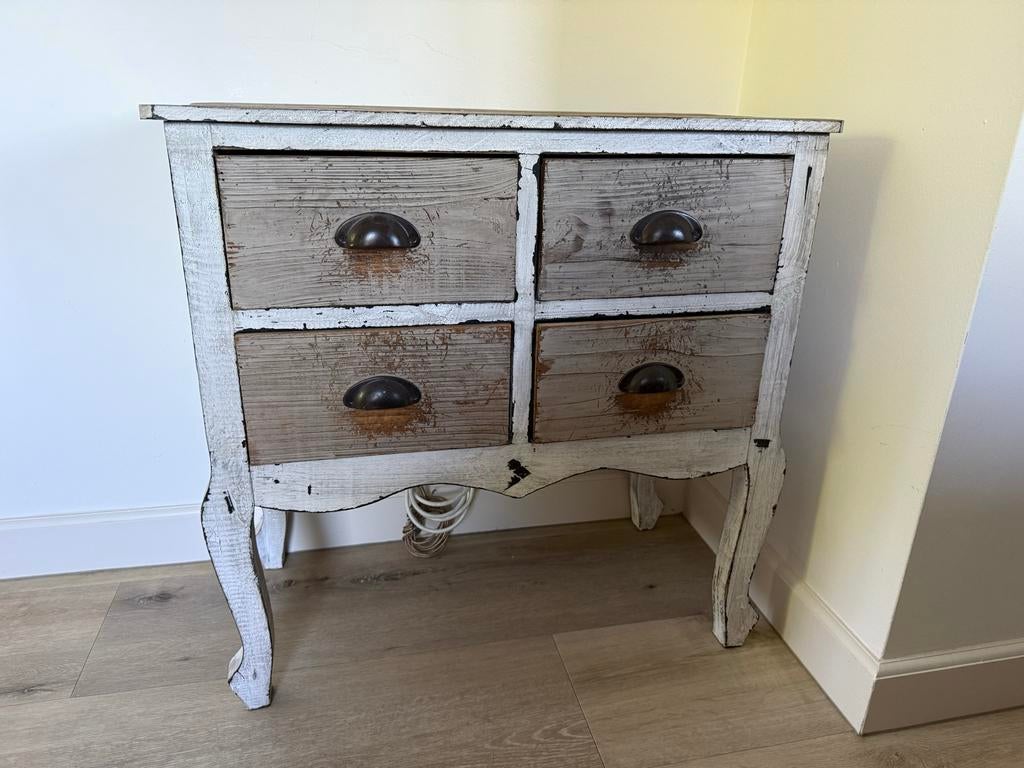 Vintage ladekastje wit/hout - 70x35x70 cm, Huis en Inrichting, Kasten | Wandmeubels, Ophalen, Zo goed als nieuw, Minder dan 150 cm
