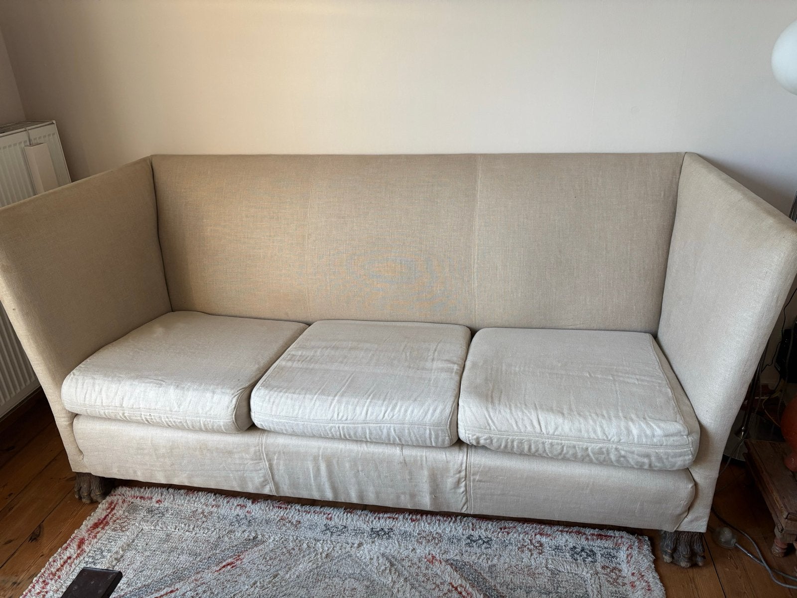 Unieke Brocante Kasteelbank 3-zits met Leeuwenpoten, Ophalen