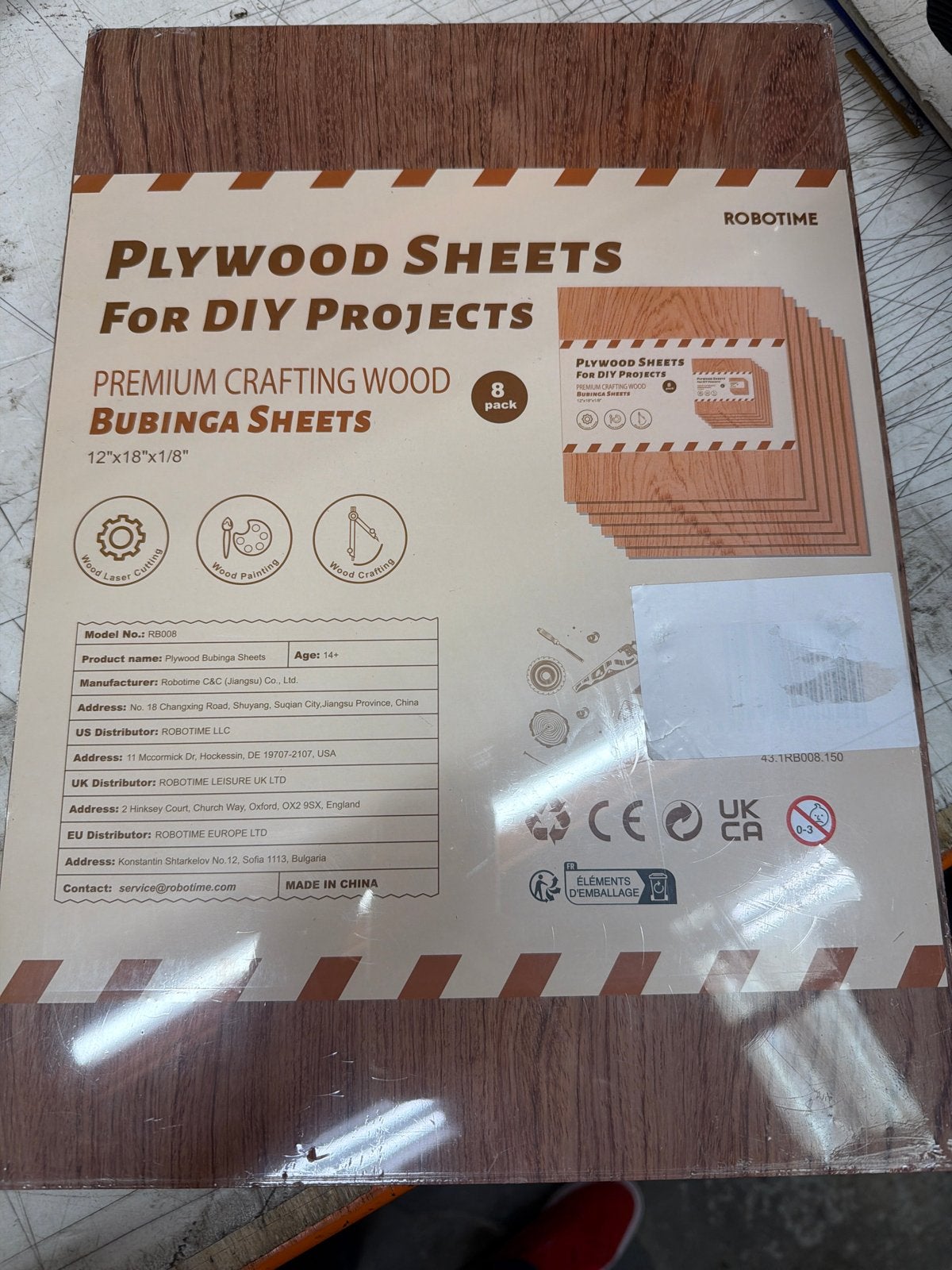 Robotime Bubinga Multiplex Platen voor DIY Projecten (8 stuk, Overige thema's, Nieuw, Nvt, Overige merken