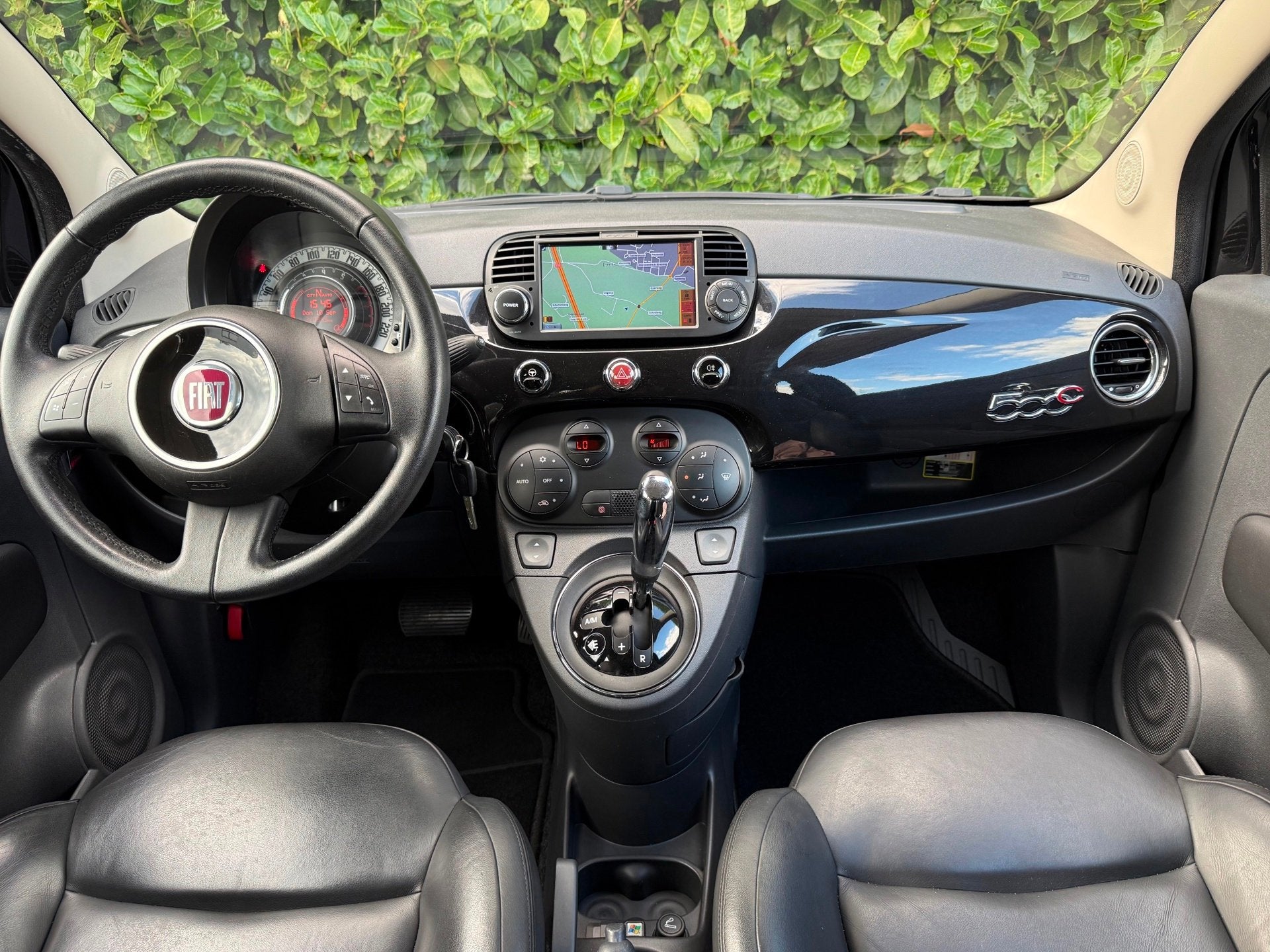 Fiat 500 C 1.2 Lounge Cabrio AUT |NWE APK|AIRCO|LEER|NAVI, Euro 5, Gebruikt, 4 cilinders, Cabriolet