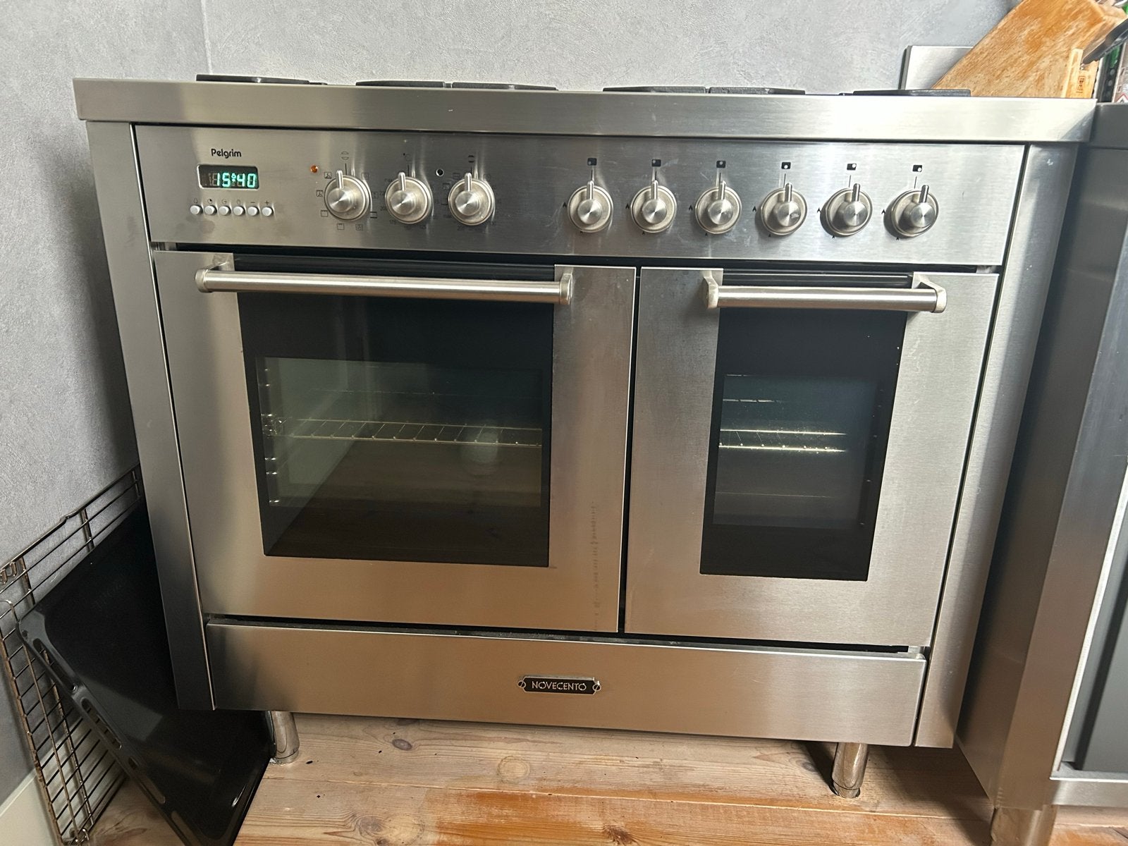 Pelgrim Novecento RVS 105 cm gasfornuis met 2 ovens - RVS, Ophalen, Gebruikt, Hete lucht, 60 cm of meer