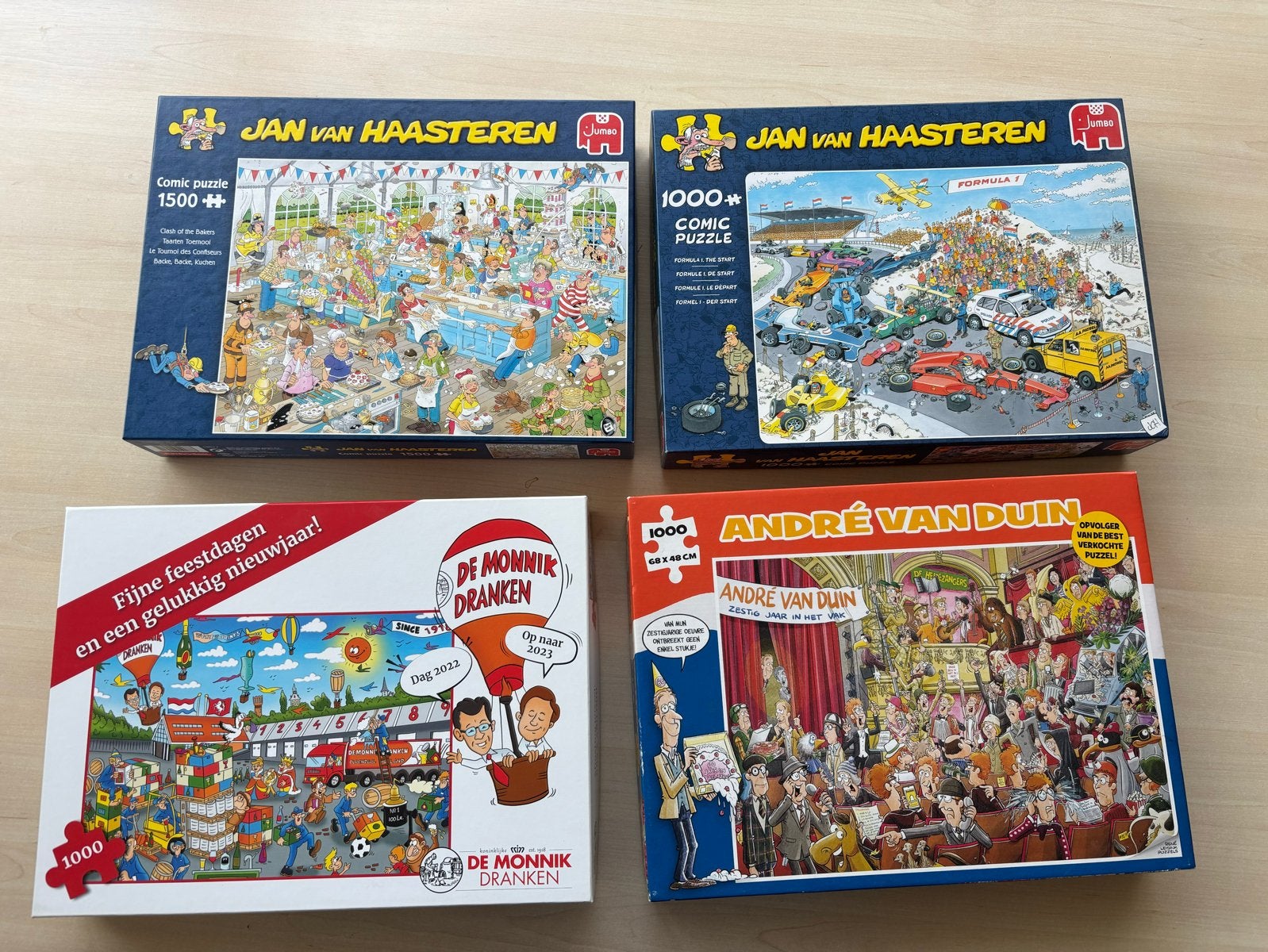 Jan van Haasteren & André van Duin Puzzels (4 stuks), Ophalen of Verzenden, 500 t/m 1500 stukjes, Gebruikt, Legpuzzel
