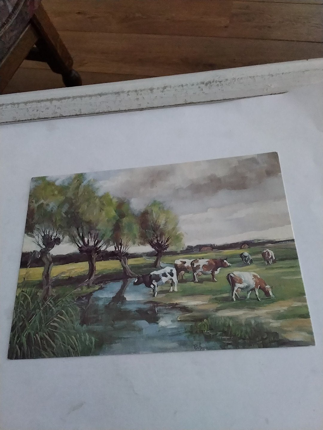 Vintage Ansichtkaart Koeien in Landschap - Rob Hessels, Verzamelen, Ophalen of Verzenden, 1980 tot heden, Gelopen, Overijssel