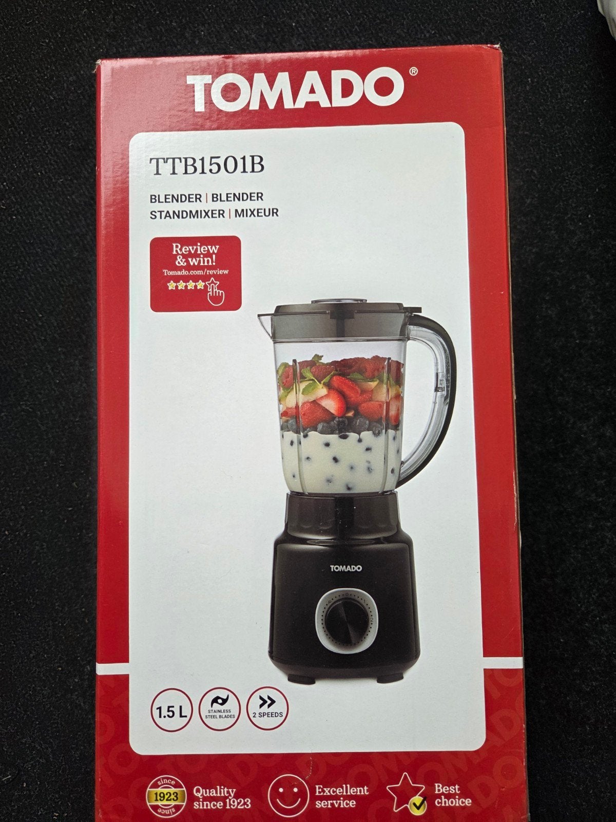 Nieuwe Tomado TTB1501B Blender - 1.5L, 2 snelheden, Ophalen of Verzenden