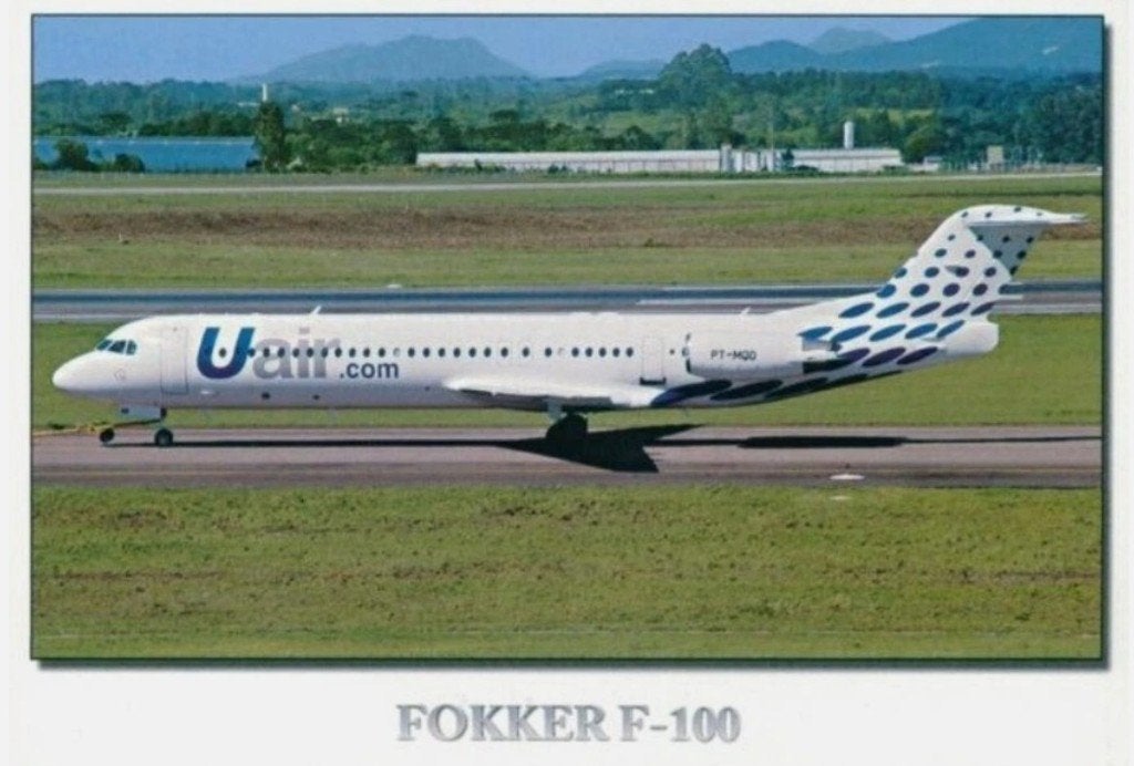 U Air Fokker 100 ansichtkaart, Ophalen of Verzenden, Nieuw, Kaart, Foto of Prent