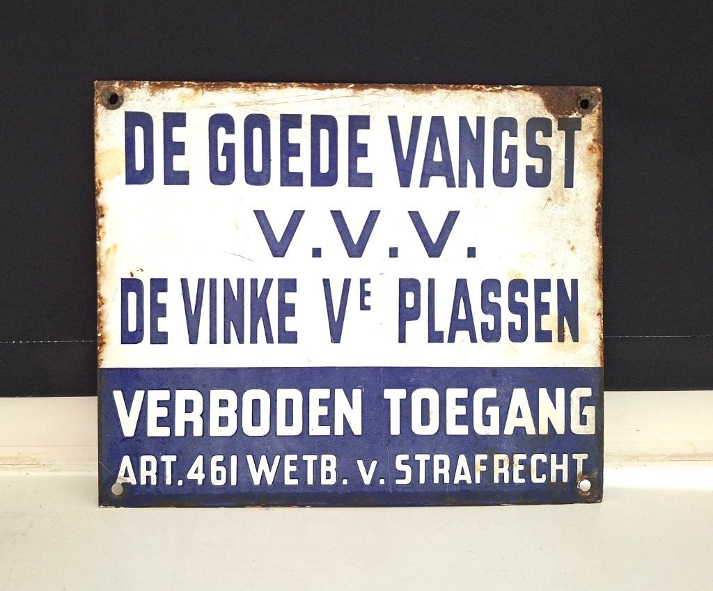 Emaille bord De Goede Vangst Vinkeveen, Ophalen, Gebruikt, Reclamebord
