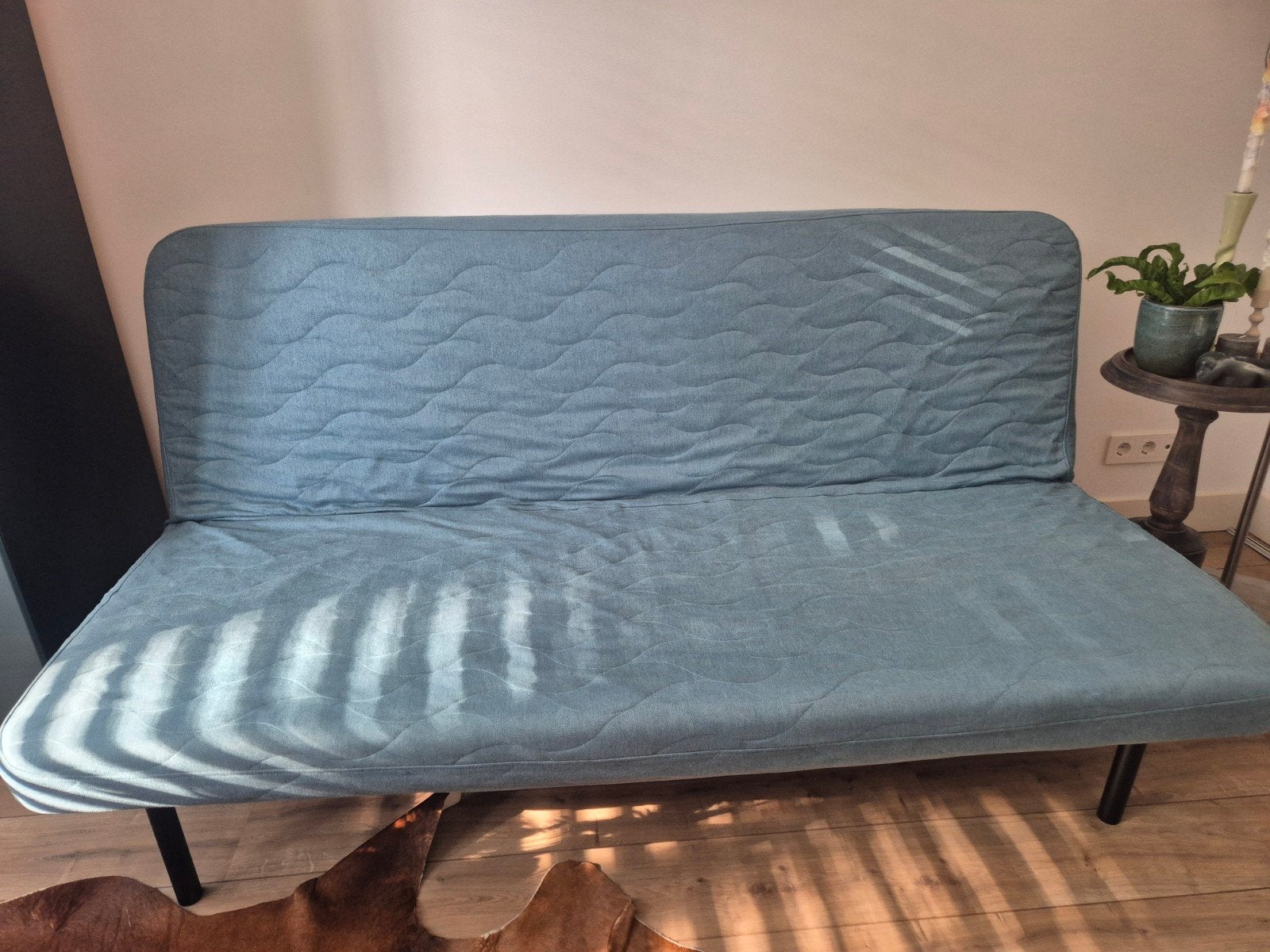 IKEA NYHAMN 3-zits slaapbank – Blauw (140x200 cm, Ophalen, Gebruikt, Blauw, Tweepersoons