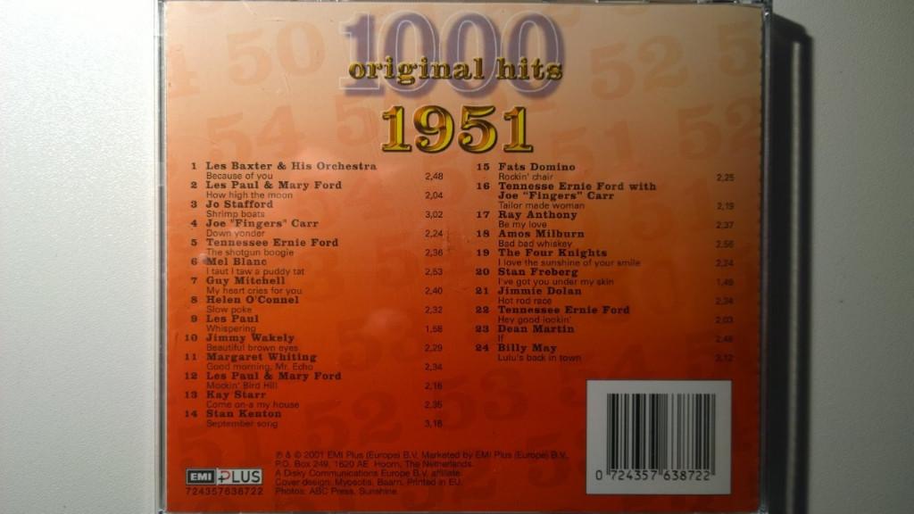 1000 Original Hits 1951, Ophalen of Verzenden, Zo goed als nieuw, Pop