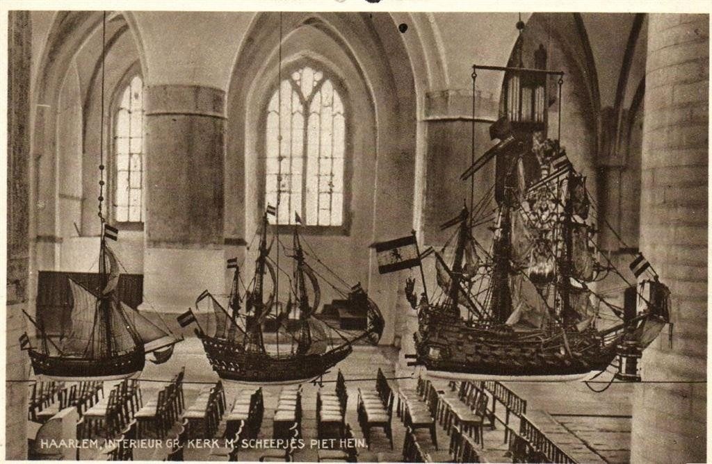 Haarlem, Interieur Gr. Kerk M. Scheepjes Piet Hein - ongelop, Ophalen of Verzenden, 1940 tot 1960, Ongelopen, Noord-Holland