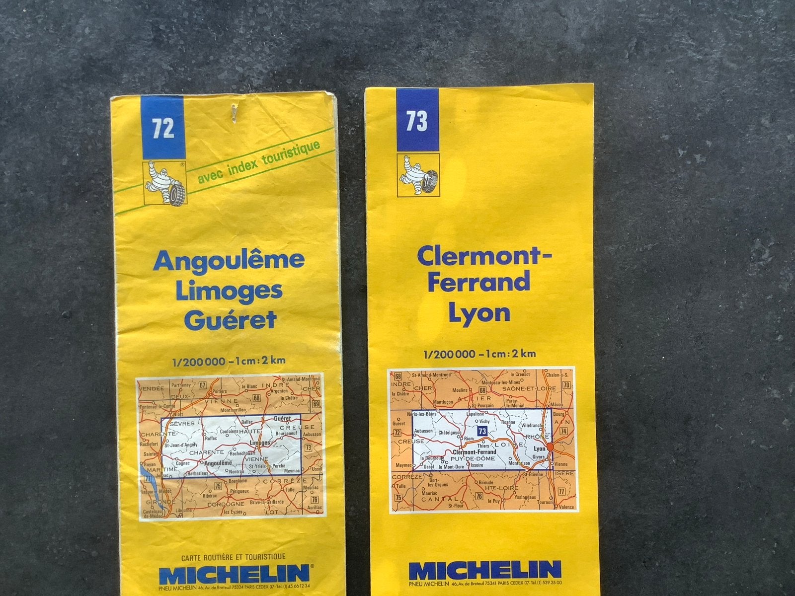 Michelin wegenkaarten Frankrijk - Angoulême, Limoges, Lyon, Gelezen, Frankrijk, Ophalen of Verzenden, Landkaart