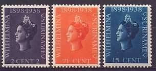 Suriname NVPH nr 187/9 postfris Regeringsjubileum 1938, Ophalen of Verzenden, Postfris