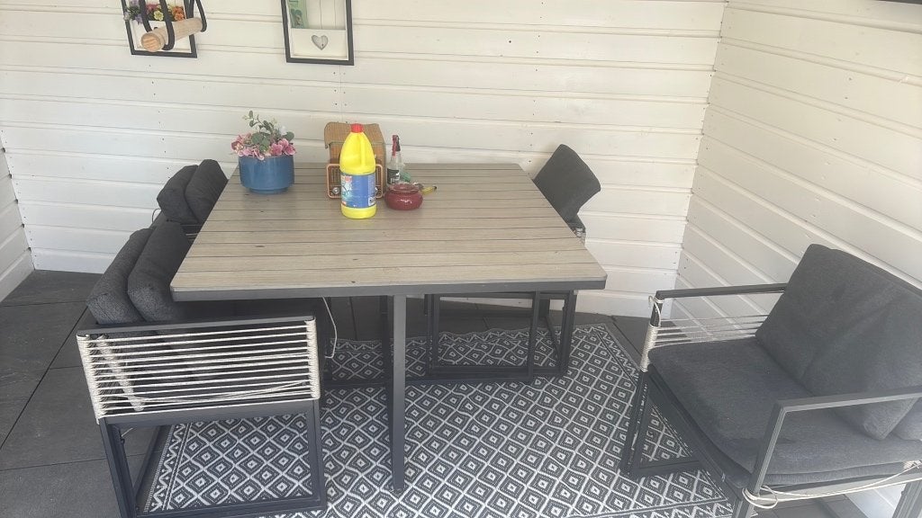 Tuinmeubel met tafel en 8 stoelen, Ophalen, Gebruikt, Eettafel, Aluminium