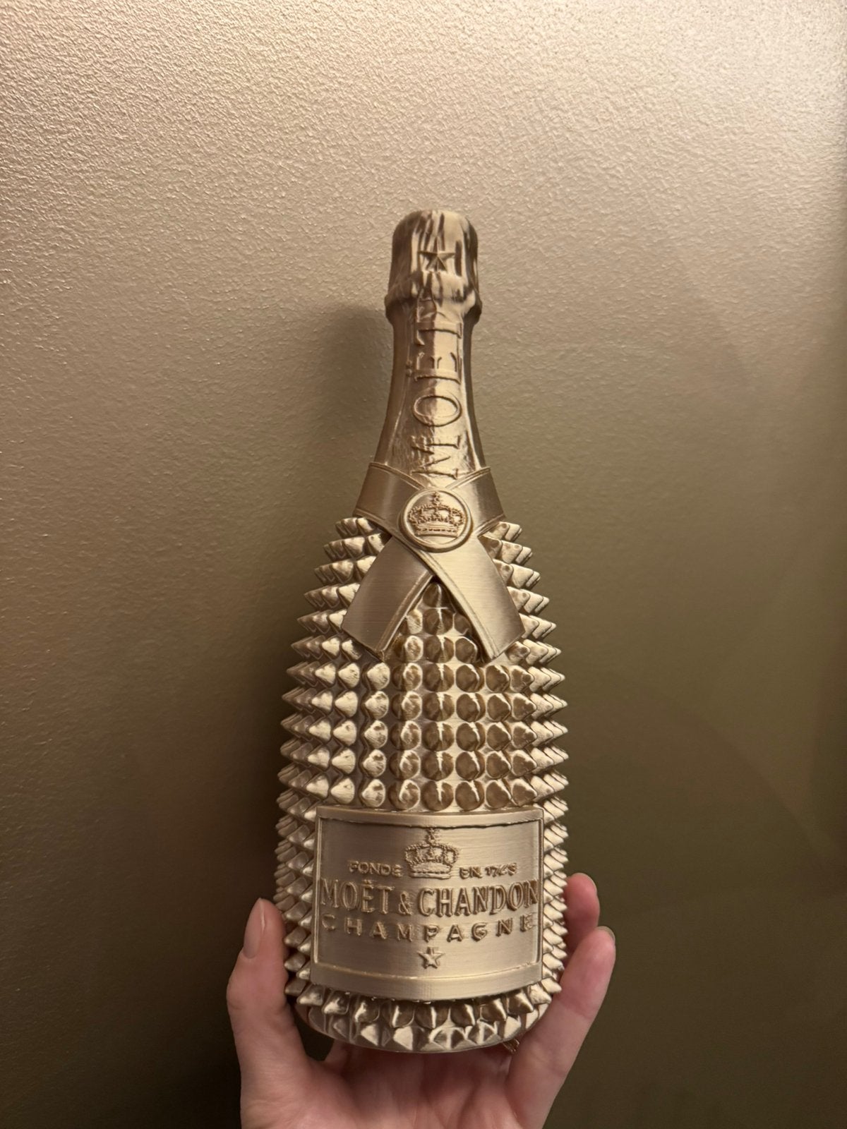 Luxe Gouden Champagnefles – Moët & Chandon – 3D Geprint, Ophalen of Verzenden, Zo goed als nieuw
