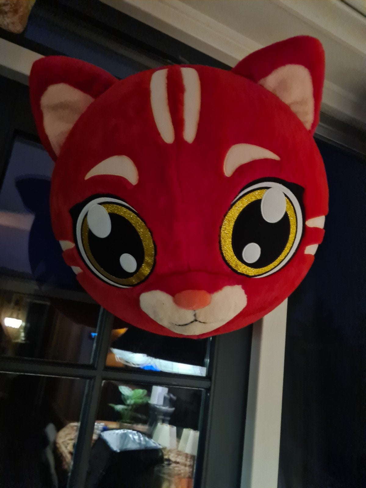 Rode kattenknuffel met grote ogen, Ophalen of Verzenden, Zo goed als nieuw, Rood, Kat