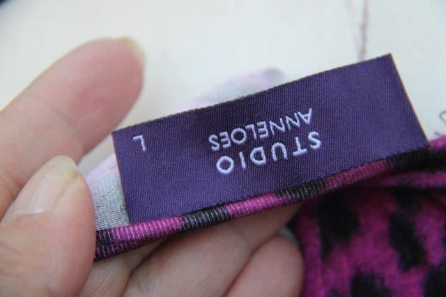 Overslagjurk fuschia/ zwart Studio Anneloes mt L Vast OPRUIM, Studio Anneloes, Verzenden, Maat 42/44 (L), Zo goed als nieuw