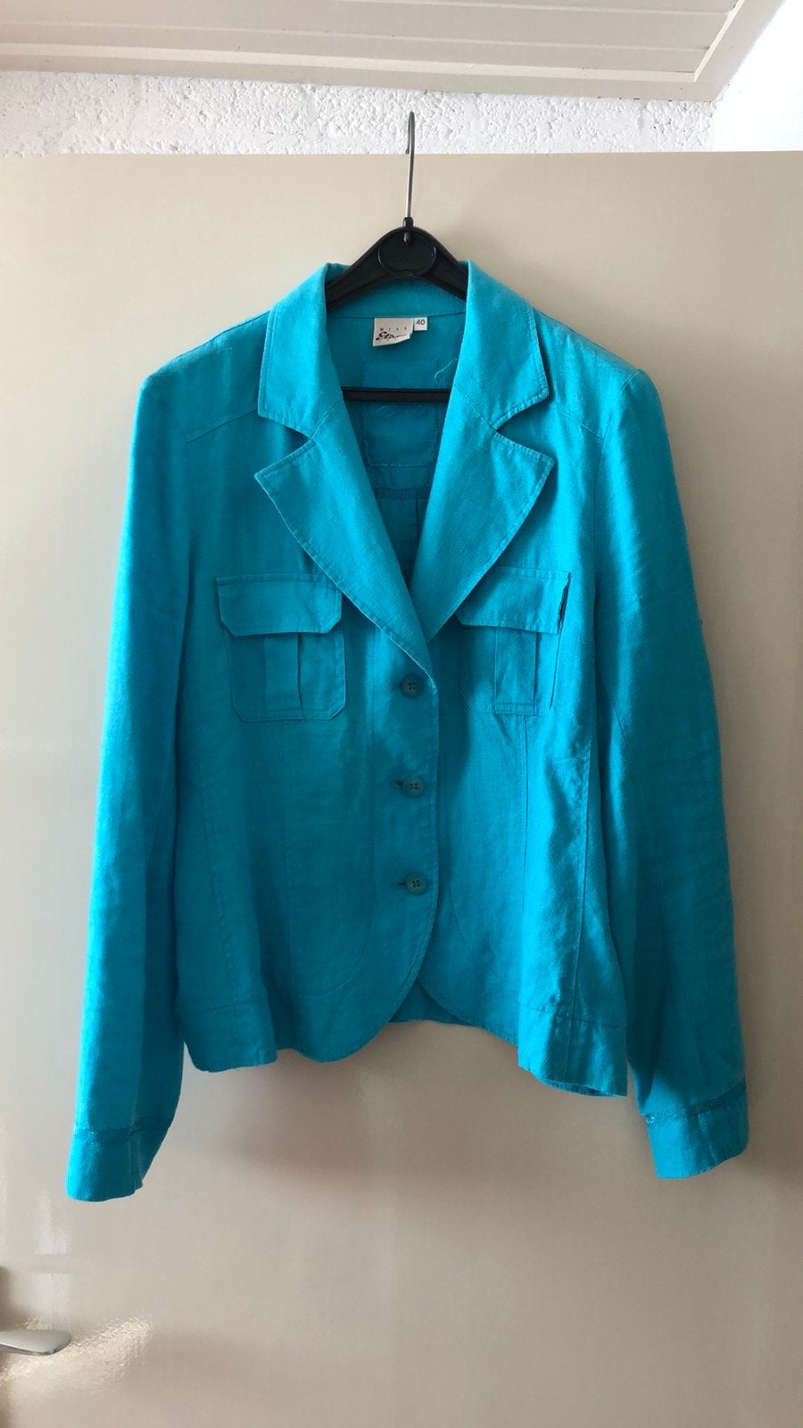 Linnen kobalt jasje mt 40, Kleding | Dames, Maat 38/40 (M), Blauw, Ophalen of Verzenden, Zo goed als nieuw