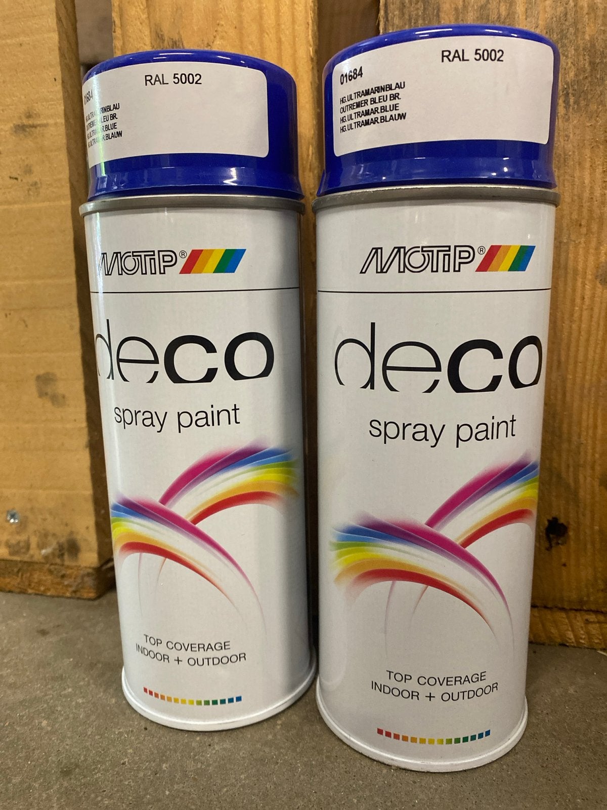 2x Nieuwe Motip Deco Spray Paint RAL 5002 Ultramarijnblauw, Onbekend, Nieuw, Ophalen of Verzenden, Onbekend