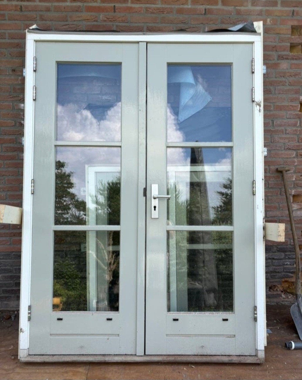 Hardhouten kozijn hardhouten tuindeuren dubbel glas, Ophalen of Verzenden, Zo goed als nieuw, Hout, Raamkozijn