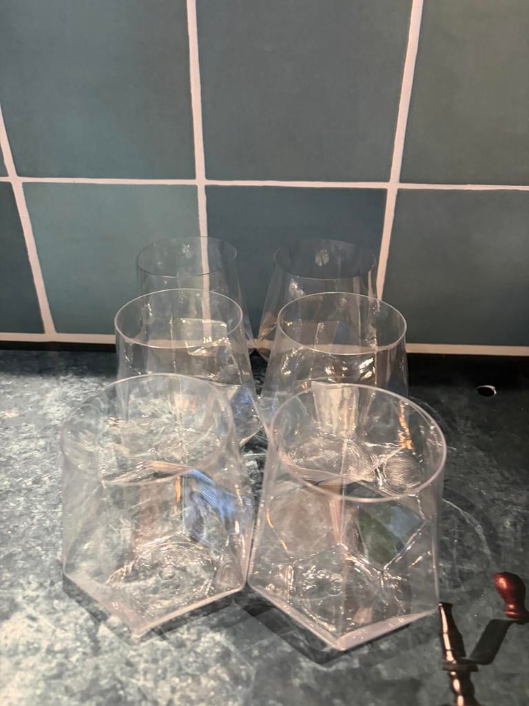 Set van 6 transparante plastic glazen - nieuw, Ophalen, Zo goed als nieuw, Overige typen