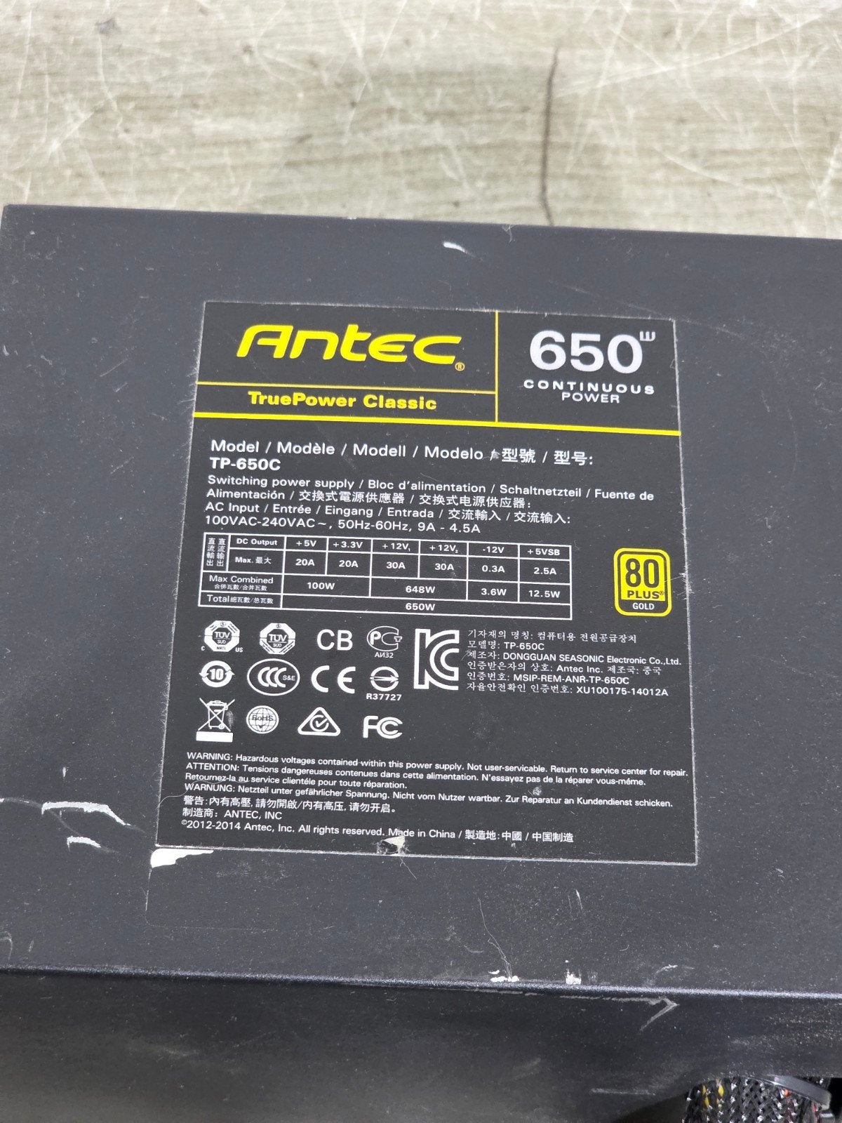 Antec 650w max voeding psu power supply tp-650c, Computers en Software, Gebruikt, ., Ophalen of Verzenden, .