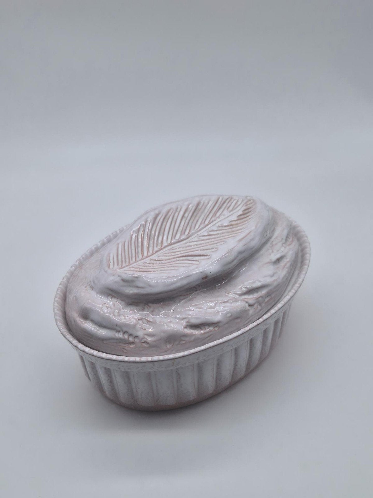 Digoin Sarreguemines keramische terrine met bladmotief, Ophalen of Verzenden